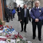 Police Commissioner Bratton at the Brooklyn memorial (AP)